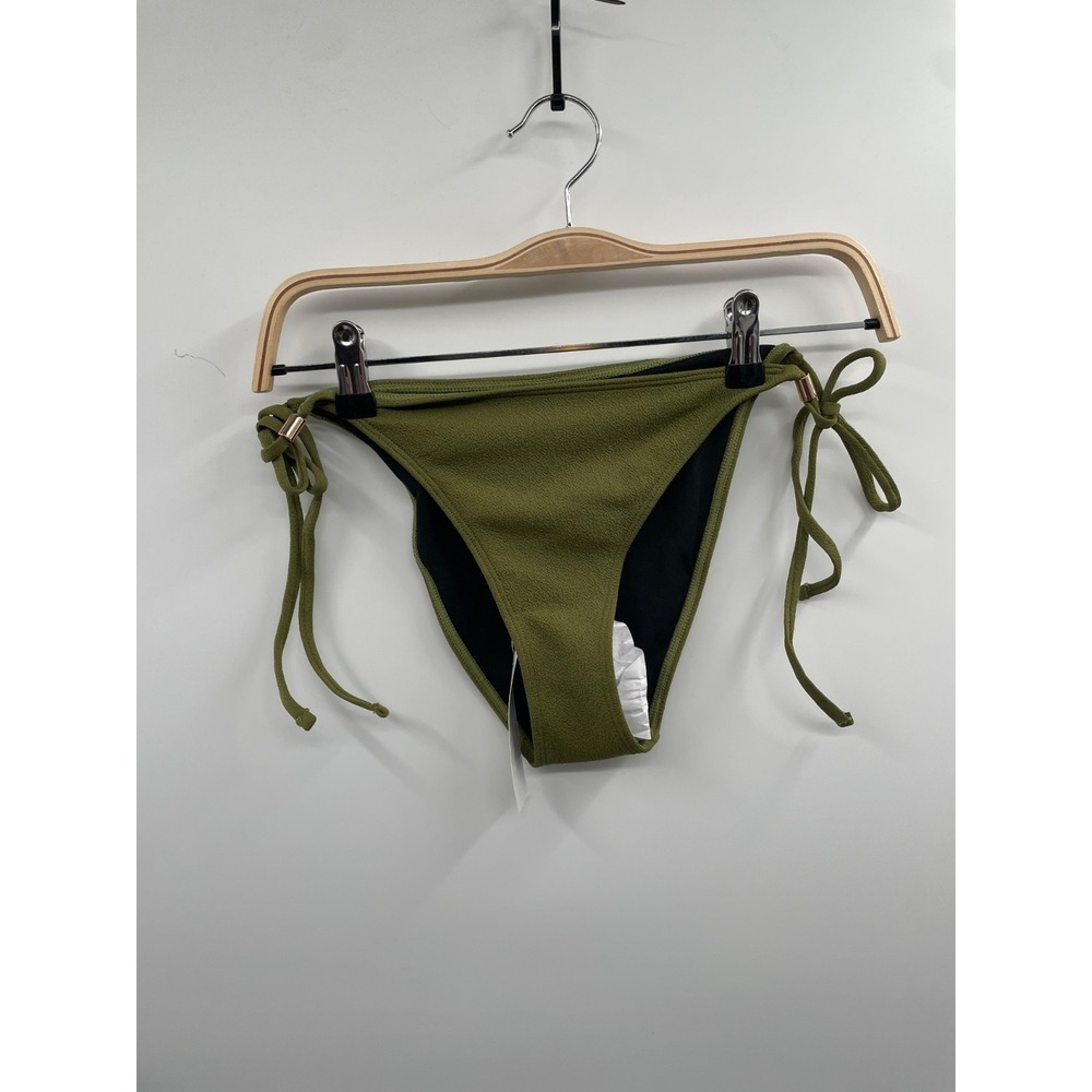 NWT Wolf & Whistle X Maia Andrews Textured Bikini Bottom Women's 8 Olive Green